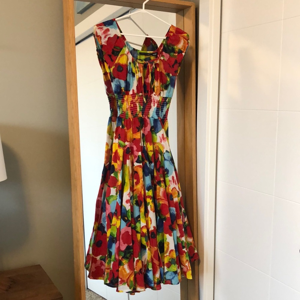 Colourful Swing dress by Grace Elements 100% cotton sits of the shoulder